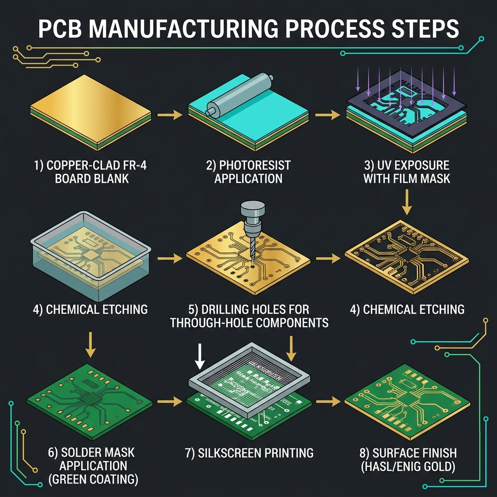 PCB manufacturing process steps