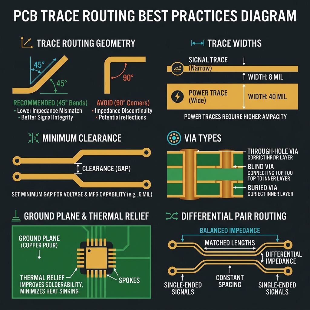PCB routing best practices diagram