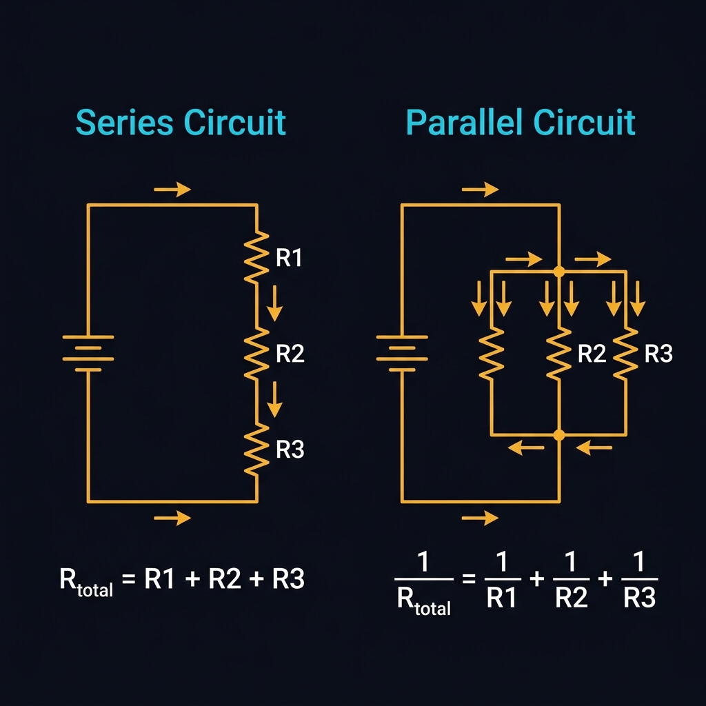 Series vs Parallel resistor circuits comparison