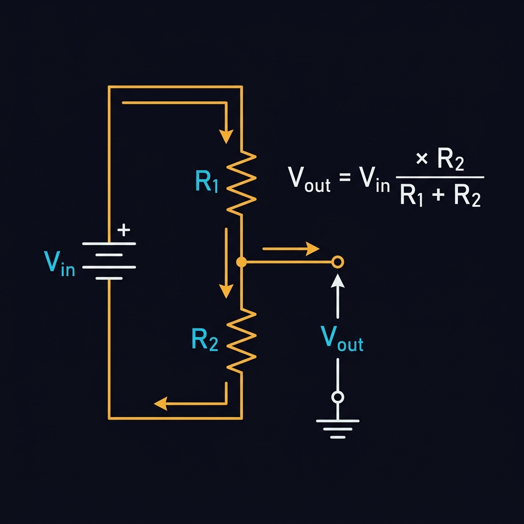 Voltage divider circuit schematic with formula